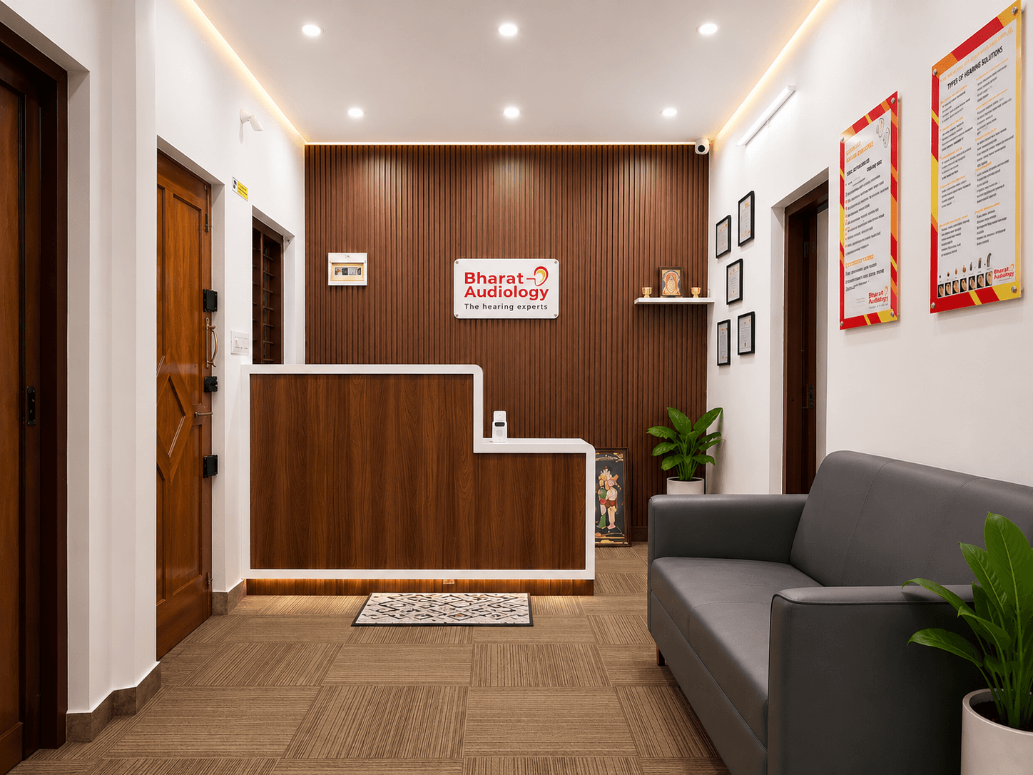 The welcoming interior of the Bharath Audiology clinic