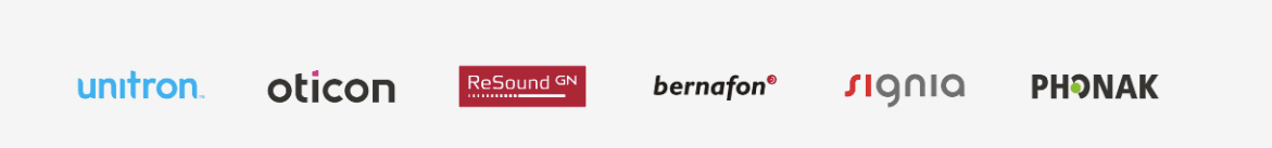 Trusted hearing aid technology partners: Unitron, Oticon, ReSound GN, Bernafon, Signia and Phonak